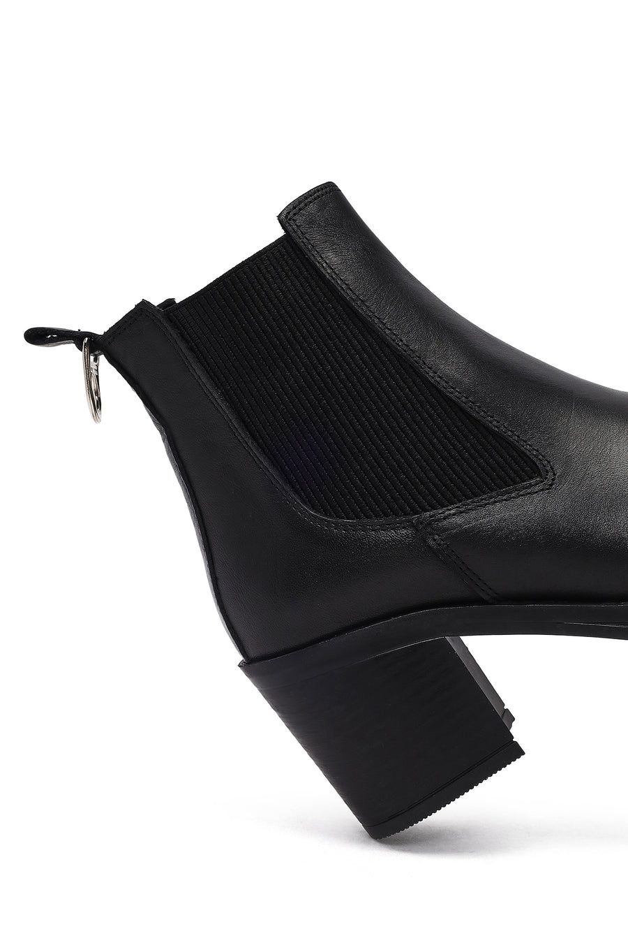 Woman Black Chunky Heels Leather Cowboy Boots