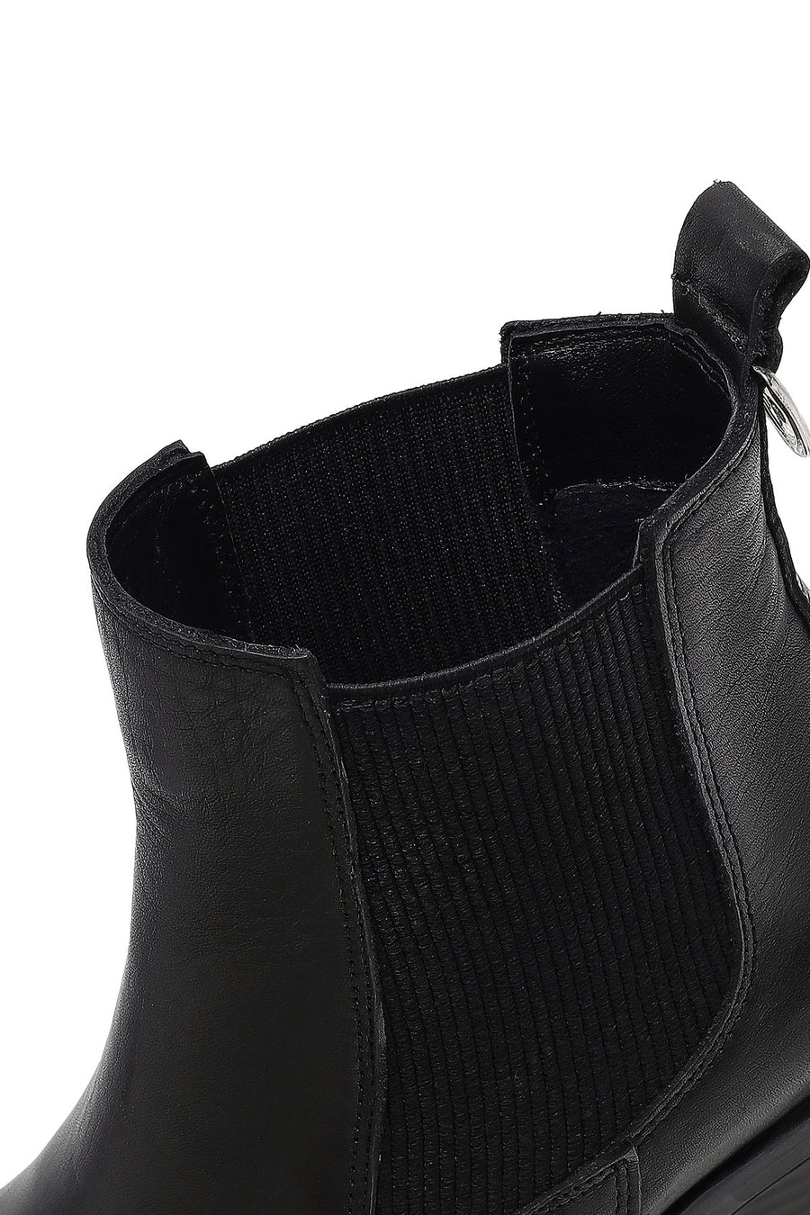 Woman Black Chunky Heels Leather Cowboy Boots