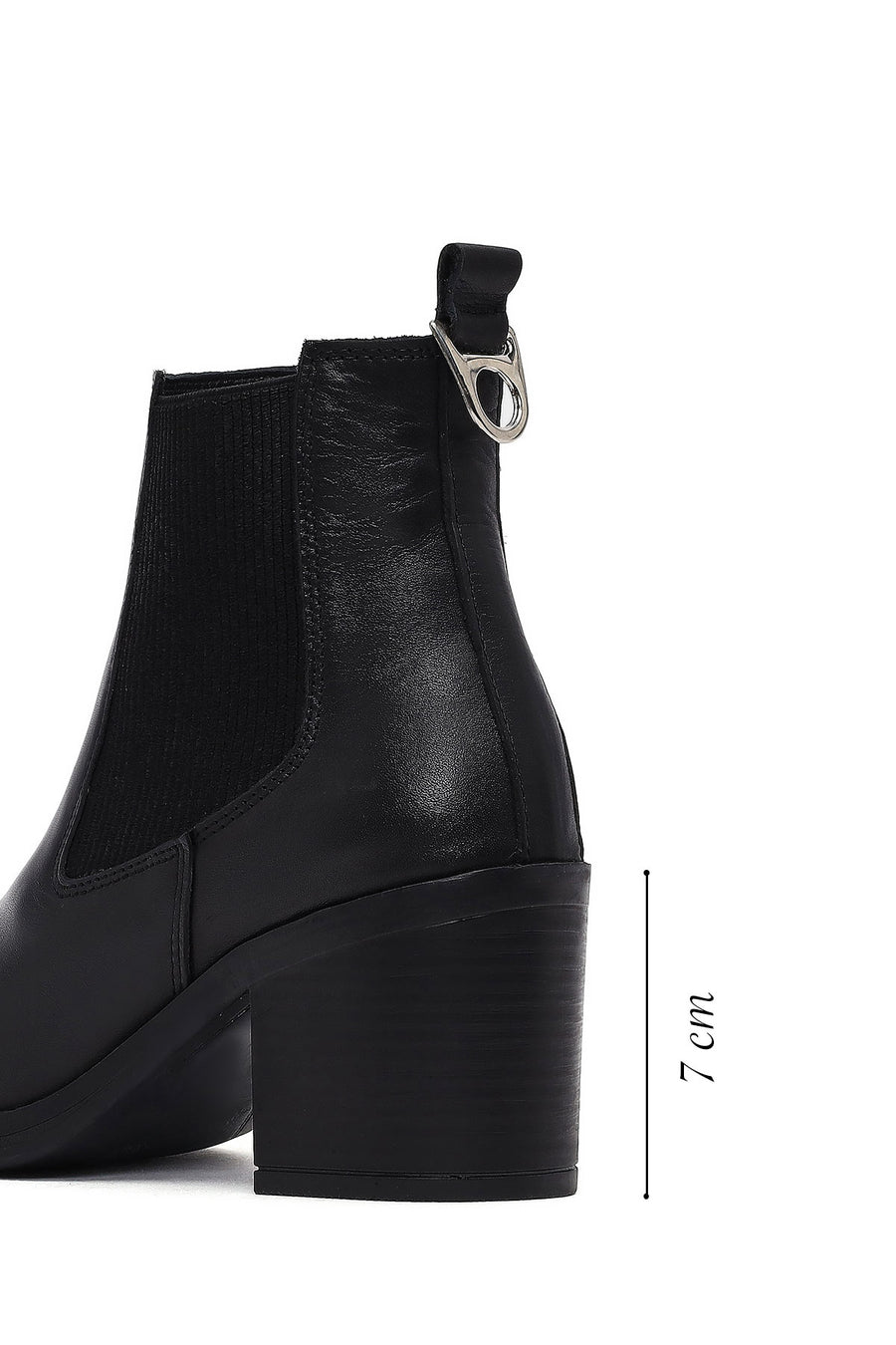 Woman Black Chunky Heels Leather Cowboy Boots