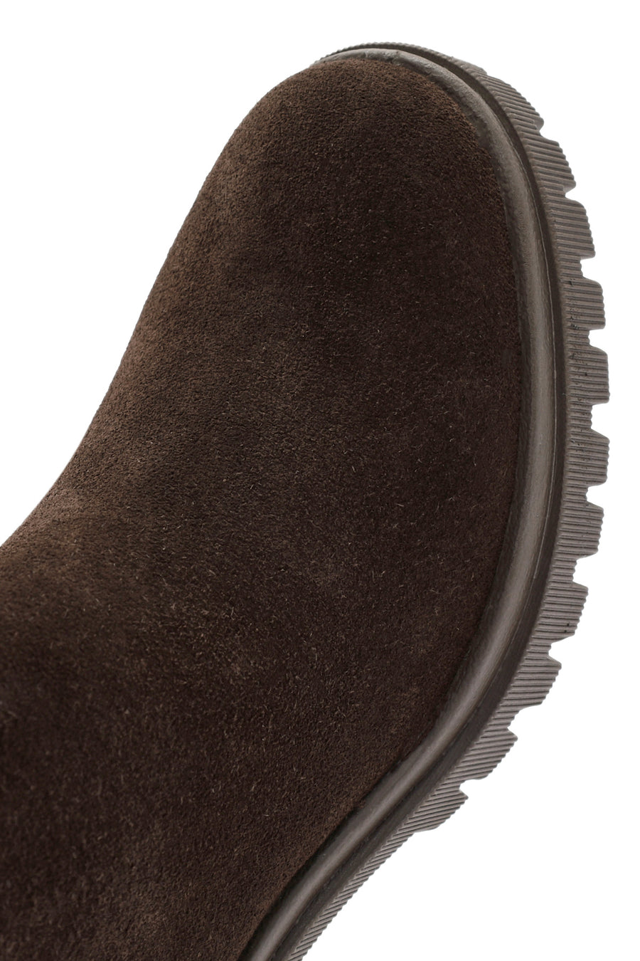 Woman Brown Zippered Suede Heels Leather Boat
