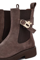 Woman Mink Thick-Soled Suede Leather Chelsea Boots | Derimod