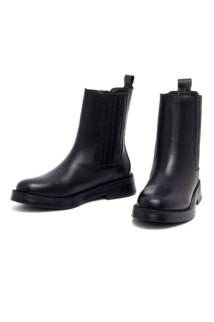 Woman Siyah Leather Chelsea Bot