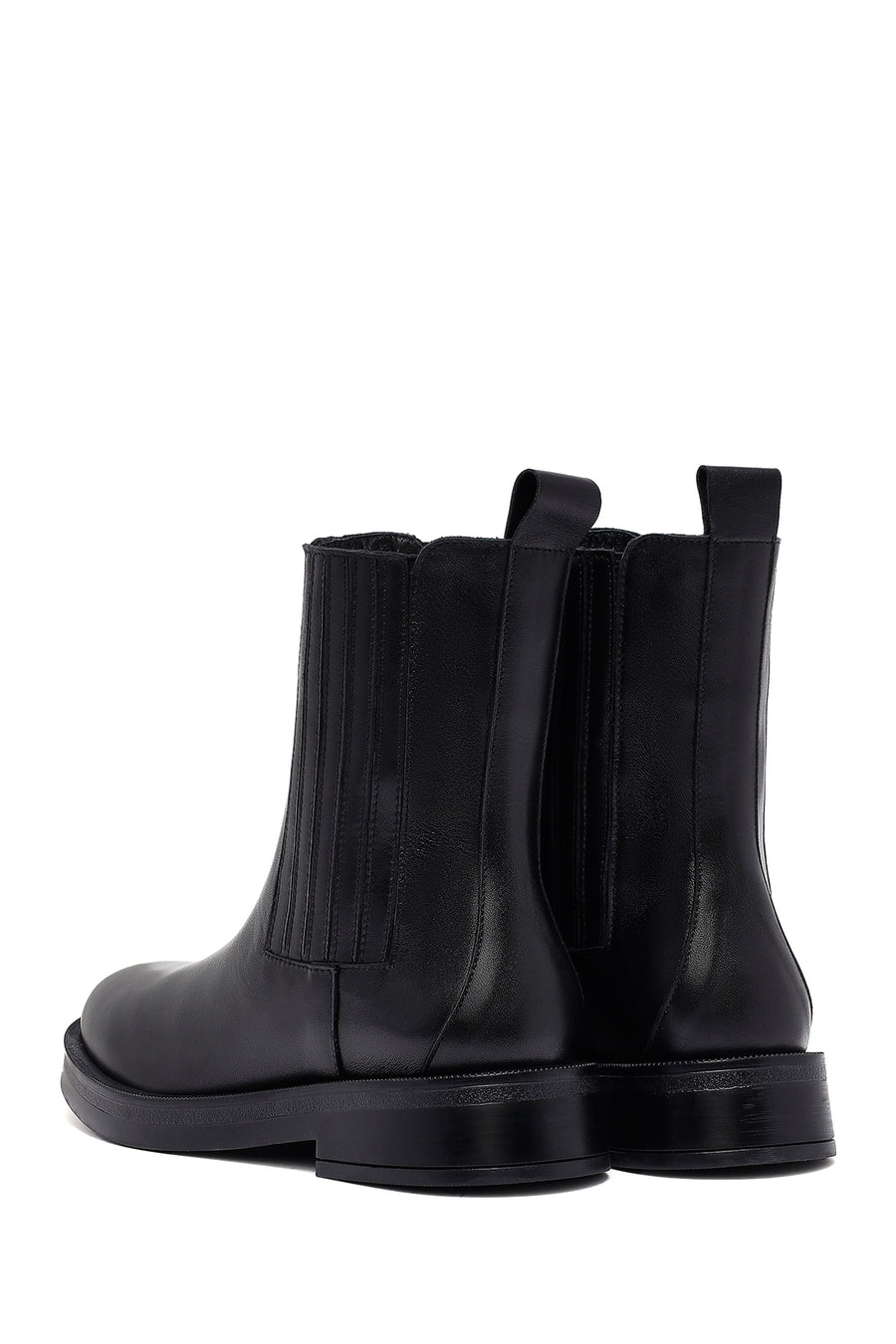 Woman Siyah Leather Chelsea Bot
