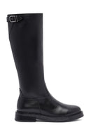 Woman Black Zippered Leather Boot | Derimod