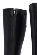 Woman Black Zippered Leather Boot | Derimod