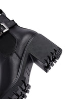 Women's Black Zippered Thick Heeled Leather Boots | Derimod