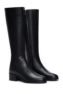 Woman Black Zippered Low Heeled Shoes Leather Boot | Derimod