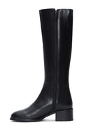 Woman Black Zippered Low Heeled Shoes Leather Boot | Derimod