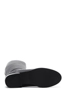 Woman Black Zippered Low Heeled Shoes Leather Boot | Derimod