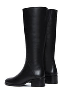 Woman Black Zippered Low Heeled Shoes Leather Boot | Derimod