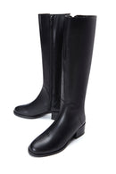 Woman Black Zippered Low Heeled Shoes Leather Boot | Derimod