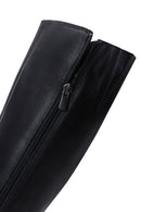 Woman Black Zippered Low Heeled Shoes Leather Boot | Derimod