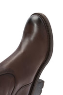 Woman Brown Zippered Low Heels Leather Boot | Derimod