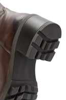 Woman Brown Zippered Low Heels Leather Boot | Derimod