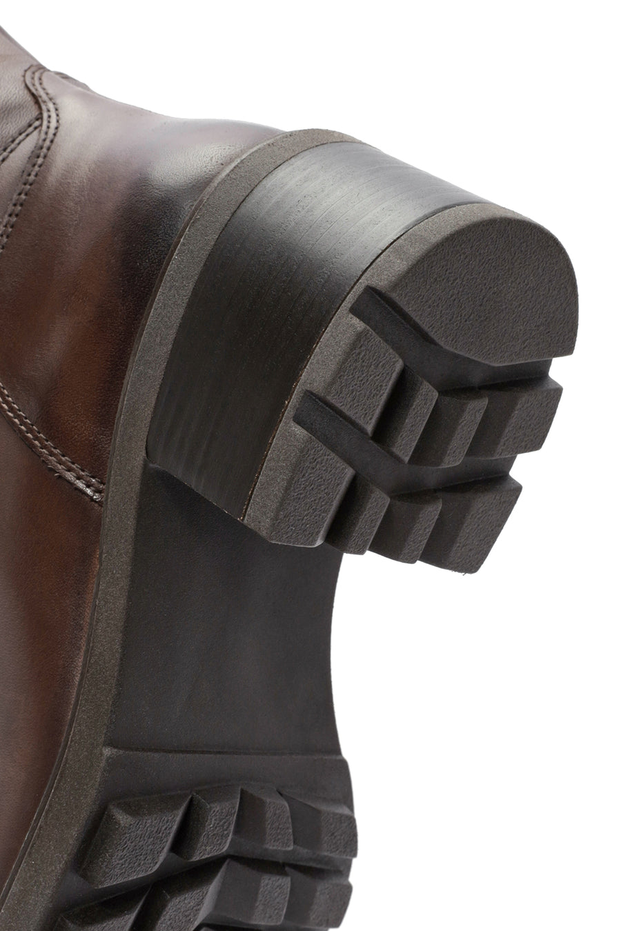Woman Brown Zippered Low Heels Leather Boot