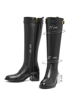 Woman Black Zippered Chunky Heels Leather Boot | Derimod