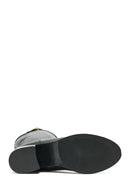 Woman Black Zippered Chunky Heels Leather Boot | Derimod