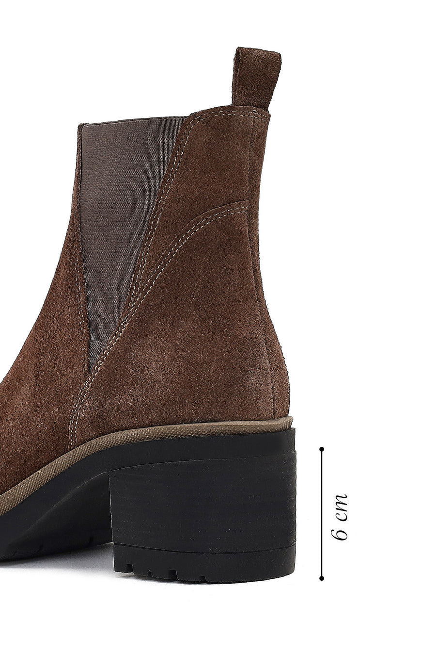 Women's Taupe Zippered Thick Heeled Suede Leather Boot
