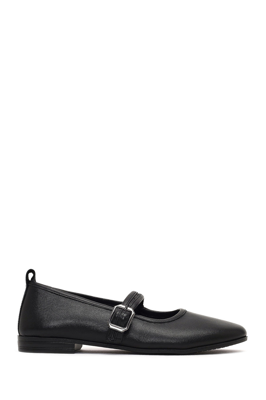 Women's Black Buckled Leather Ballet Flat 25WFD350118 | Derimod
