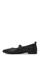 Women's Black Buckled Leather Ballet Flat | Derimod