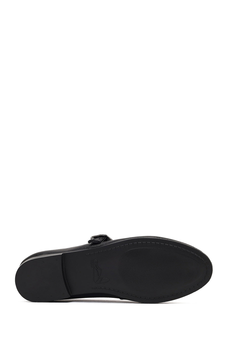 Women's Black Buckled Leather Ballet Flat