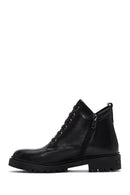 Woman Black Zippered Casual Leather Boat | Derimod