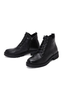 Woman Black Zippered Casual Leather Boat | Derimod