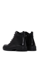 Woman Black Zippered Casual Leather Boat | Derimod