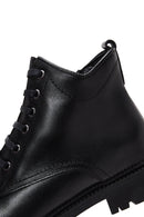 Woman Black Zippered Casual Leather Boat | Derimod