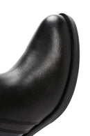 Woman Black Zippered Chunky Heels Leather Boat | Derimod