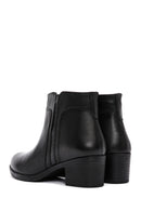Woman Black Zippered Chunky Heels Leather Boat | Derimod