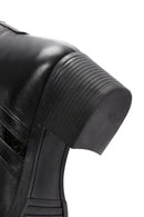 Woman Black Zippered Chunky Heels Leather Boat | Derimod