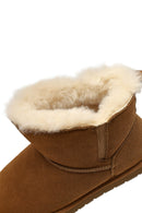 Woman Camel Suede Leather Teddy Boot | Derimod