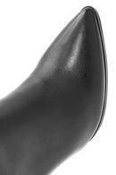 Women's Black Zippered Thin High Heel Leather Boot | Derimod