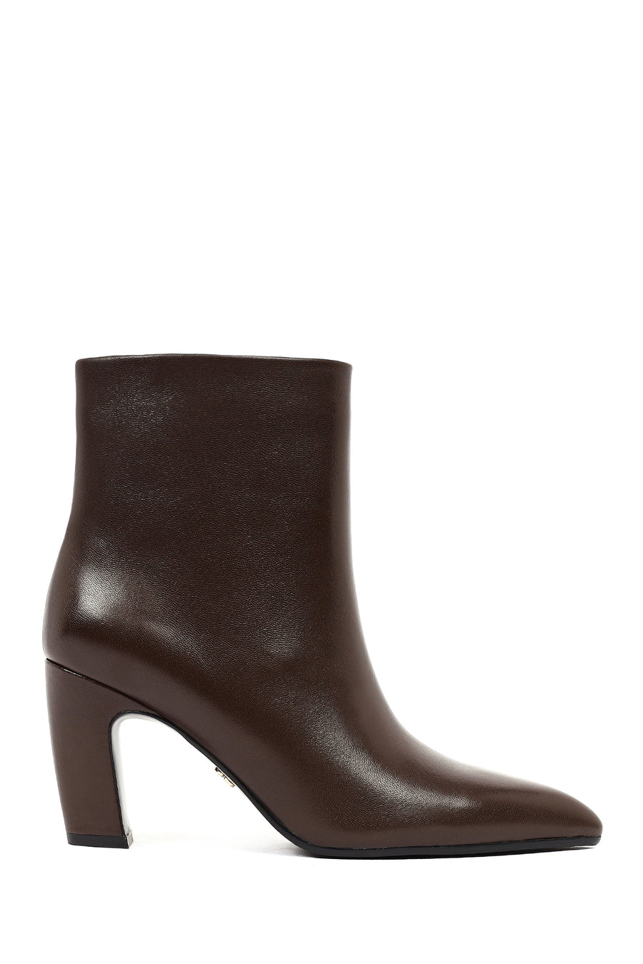 Women's Brown Thick Heeled Leather Boots 25WFD491118 | Derimod