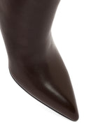 Women's Brown Thick Heeled Leather Boots | Derimod