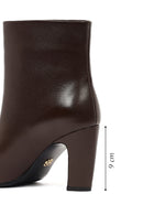 Women's Brown Thick Heeled Leather Boots | Derimod