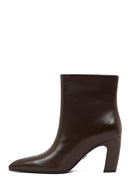 Women's Brown Thick Heeled Leather Boots | Derimod