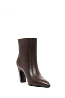 Women's Brown Thick Heeled Leather Boots | Derimod