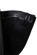 Woman Black Zippered Chunky Heels Leather Boot | Derimod