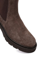 Women's Taupe Thick-Soled Suede Leather Chelsea Boot | Derimod