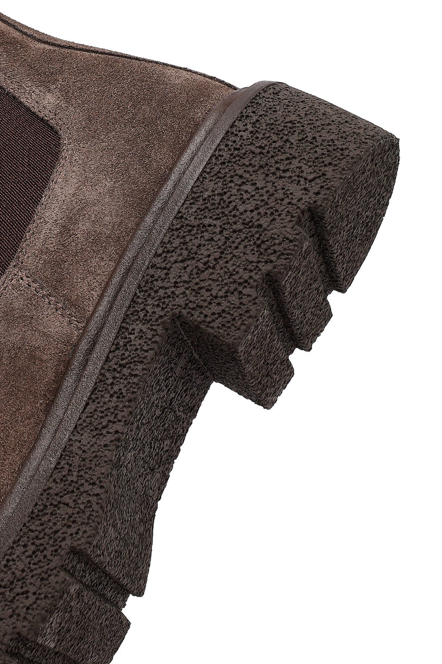 Women's Taupe Thick-Soled Suede Leather Chelsea Boot