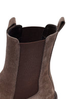 Women's Taupe Thick-Soled Suede Leather Chelsea Boot | Derimod