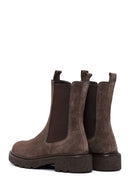 Women's Taupe Thick-Soled Suede Leather Chelsea Boot | Derimod
