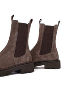 Women's Taupe Thick-Soled Suede Leather Chelsea Boot | Derimod
