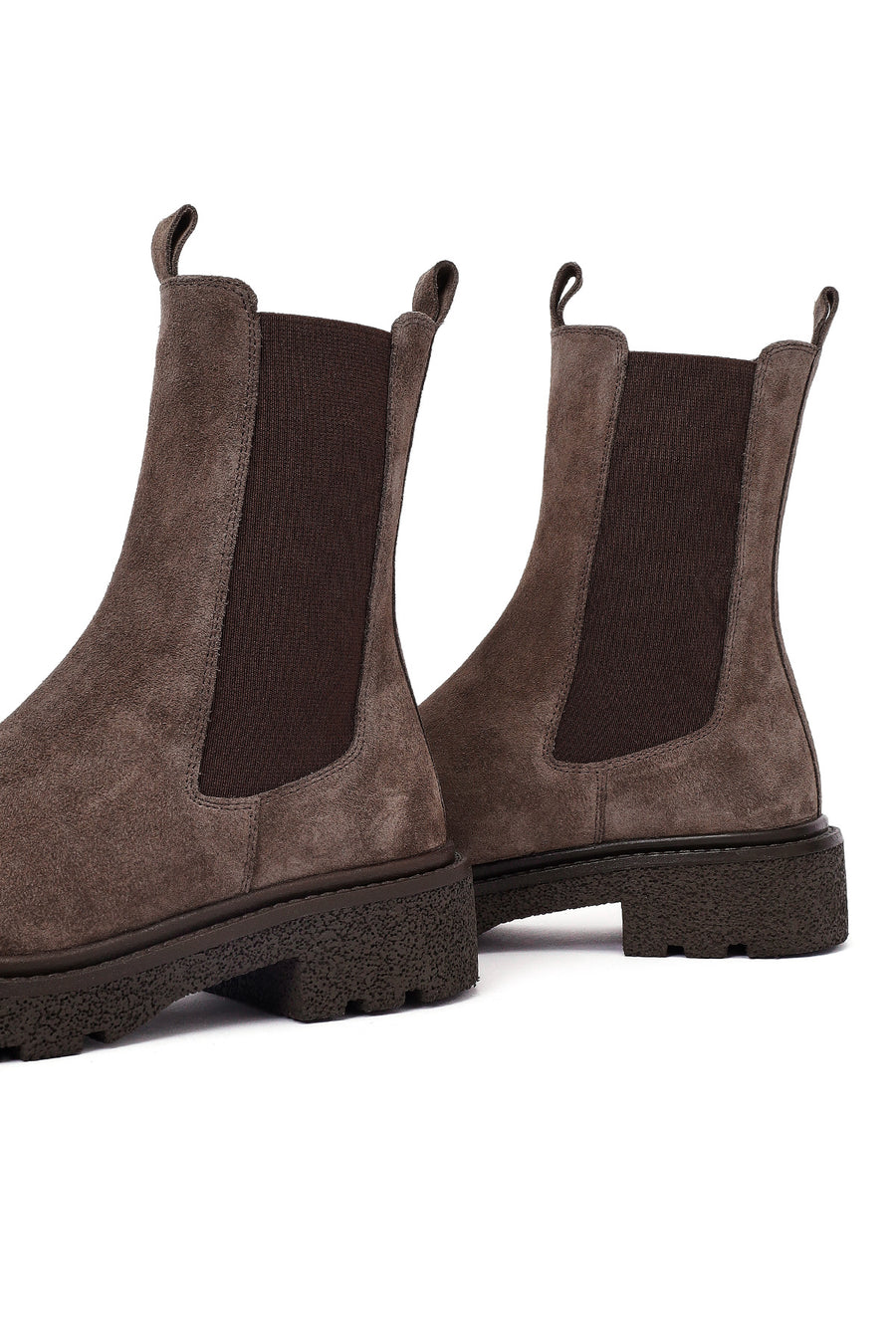 Women's Taupe Thick-Soled Suede Leather Chelsea Boot