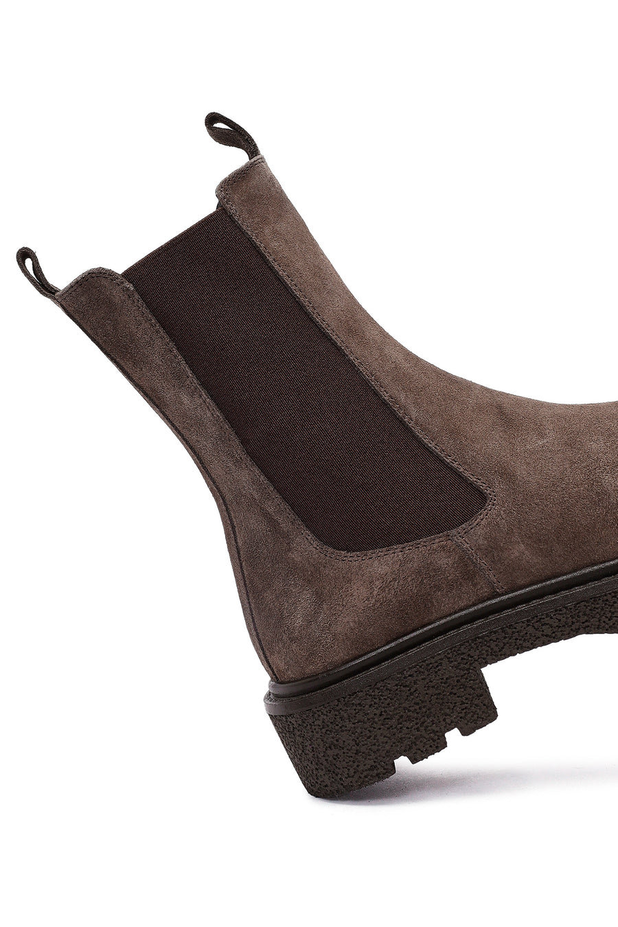 Women's Taupe Thick-Soled Suede Leather Chelsea Boot