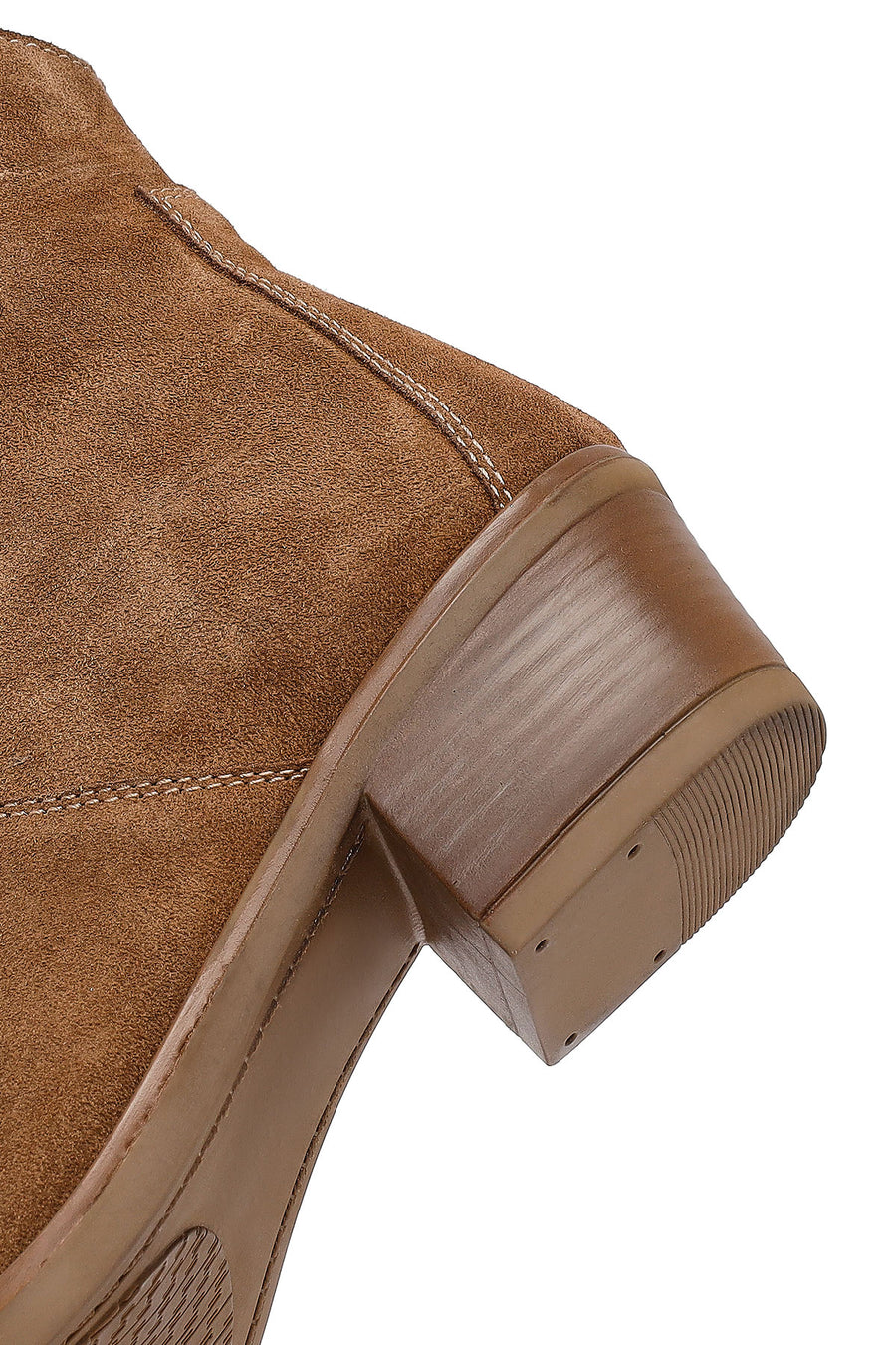 Women's Camel Short Thick Heel Suede Leather Cowboy Boot
