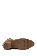 Women's Camel Short Thick Heel Suede Leather Cowboy Boot | Derimod