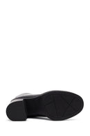 Women's Black Zippered Thick Heeled Leather Boot | Derimod